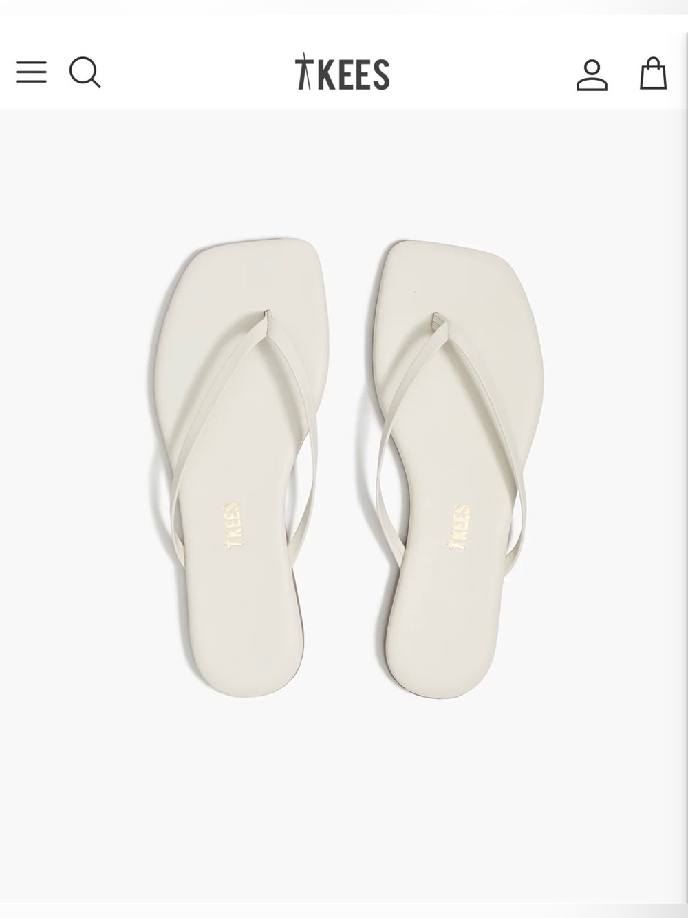 NWOB TKEES Square Toe Lily in Cream Size 36 US 5 Flip Flops Thong Sandals NEW